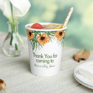 Vasos De Papel Bebé Regadera Girasoles Vegetación Gracias