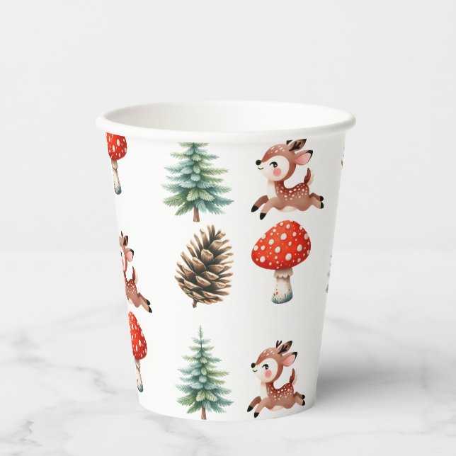 Vasos De Papel Bebé reno por Navidades de hongos (Anverso)