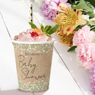 Vasos De Papel Bebé respira lindo boho floral elegante Baby Showe