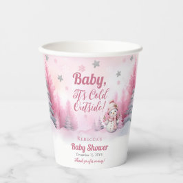Vasos De Papel Bebé rosa hace frío fuera de Baby Shower Chica de 