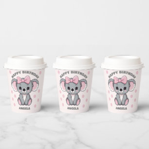 Vasos De Papel Bebé rosa Koala Bear
