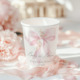 Vasos De Papel Bebé rosado en ducha de bebé en Bloom