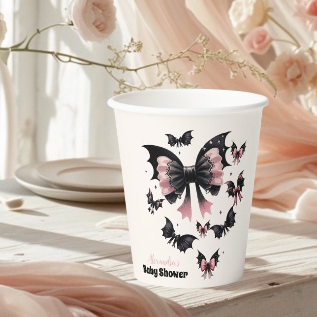 Vasos De Papel Bebé Shower de Halloween Rosa Gótico (Subido por el creador)