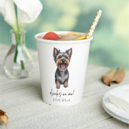 Vasos De Papel ¡Bebe Sobre Mí! Boda del perro Yorkshire Terrier Y
