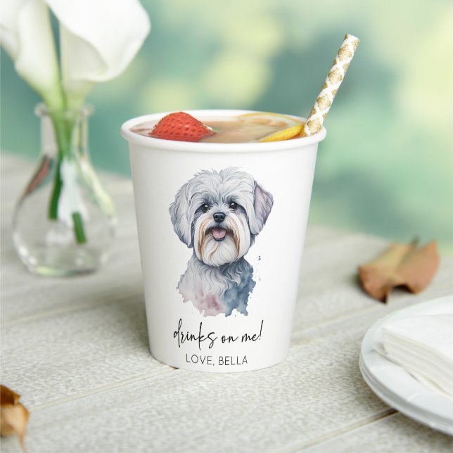 Vasos De Papel ¡Bebe Sobre Mí! Boda Mascota de perro de Malta (in situ)