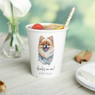 Vasos De Papel ¡Bebe Sobre Mí! Boda Mascota de perro de Pomerania