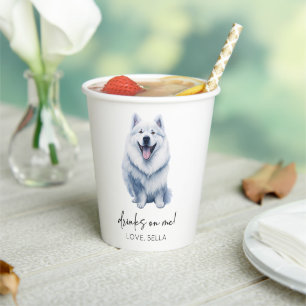 Vasos De Papel ¡Bebe Sobre Mí! Boda Mascota de perro de Samoyed