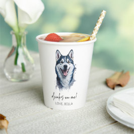 Vasos De Papel ¡Bebe Sobre Mí! Boda Mascota Siberian Husky Dog