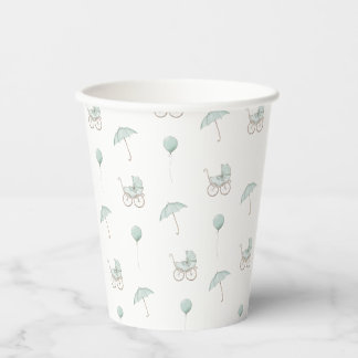 Vasos De Papel Bebé verde lindo Buggy Baby Shower