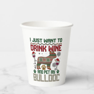 Vasos De Papel Bebe Vino Bulldog Perro Jersey Feo Sombrero de San