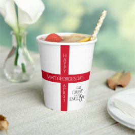 Vasos De Papel Bebe y sé inglés con la bandera de St George