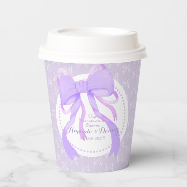 Vasos De Papel Beber con cinta morada (Anverso)