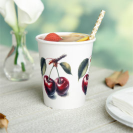 Vasos De Papel Bebida Encantadora de Cereza