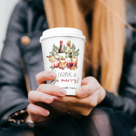 Vasos De Papel Bebida moderna y festividad navideña