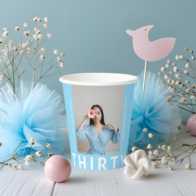 Vasos De Papel Bebidas Sky Blue 30th Birthday Cups - Personalizad (Subido por el creador)