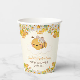 Vasos De Papel Bee Baby Shower Floral Honeycomb