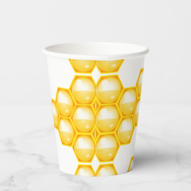 Vasos De Papel Bee Yellow Honeycomb  (Derecha)
