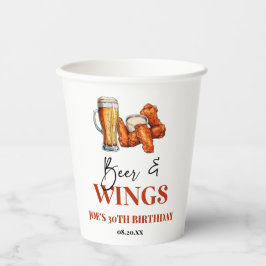 Vasos De Papel Beer and Wings Birthday Party