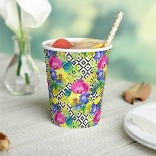 Vasos De Papel Begonia Orquídea Y Hojas De Palmilla