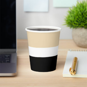 Vasos De Papel Beige Black Abstract Stripe