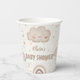 Vasos De Papel Beige Watercolor Baby Shower