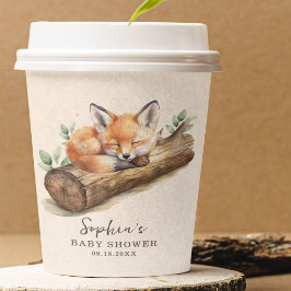 Vasos De Papel Beige Woodland Fox Baby Shower Paper Cup