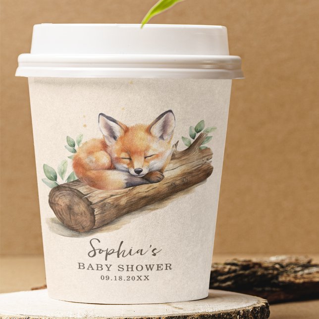 Vasos De Papel Beige Woodland Fox Baby Shower Paper Cup (Subido por el creador)