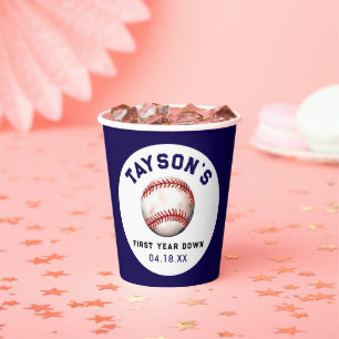 Vasos De Papel Béisbol Primer Año Abajo Primer Cumpleaños