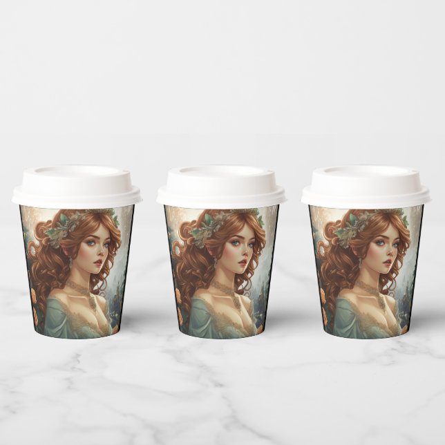 Vasos De Papel Belleza Art Nouveau No. 5 tazas de papel (Multi)