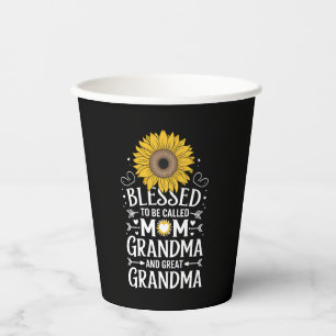 Vasos De Papel Bendecida por ser llamada mamá abuela gran girasol