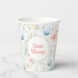 Vasos De Papel Bendiciones de Pascua | Nombre personalizado | Flo
