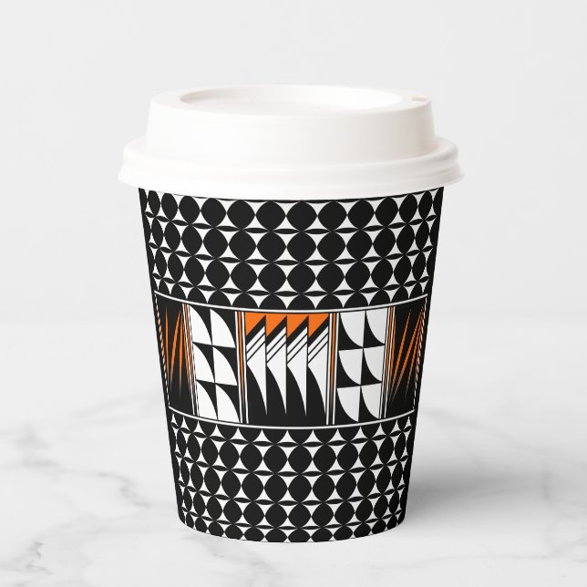 Vasos De Papel Bendiciones de plumas del suroeste en Naranja (Anverso)