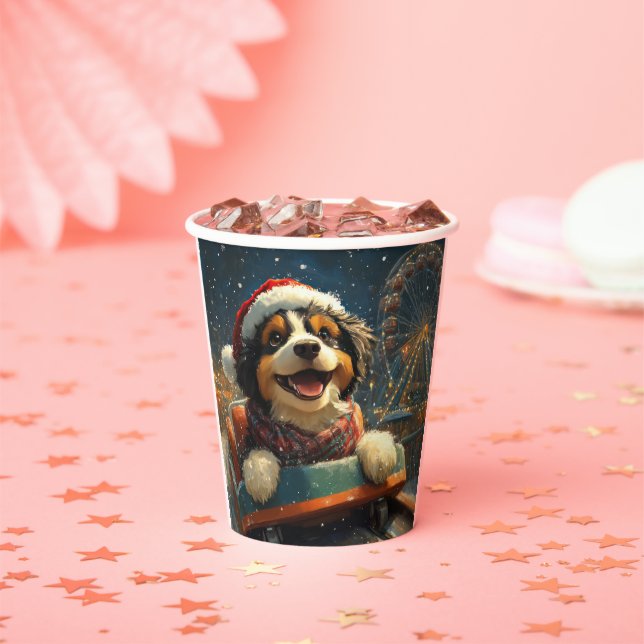 Vasos De Papel Bernedoodle Perro Montaña Rusa Navidad  (in situ)