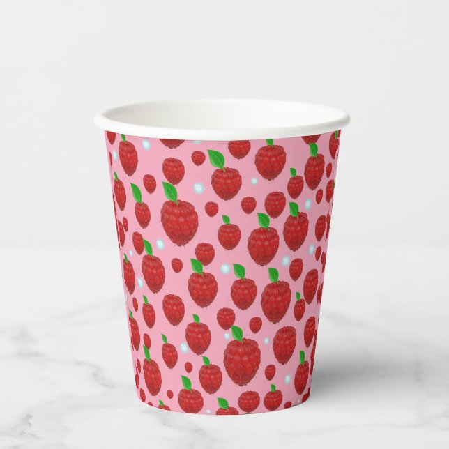Vasos De Papel Berry Bliss Bash: El primer tema Fiesta de frambue (Anverso)