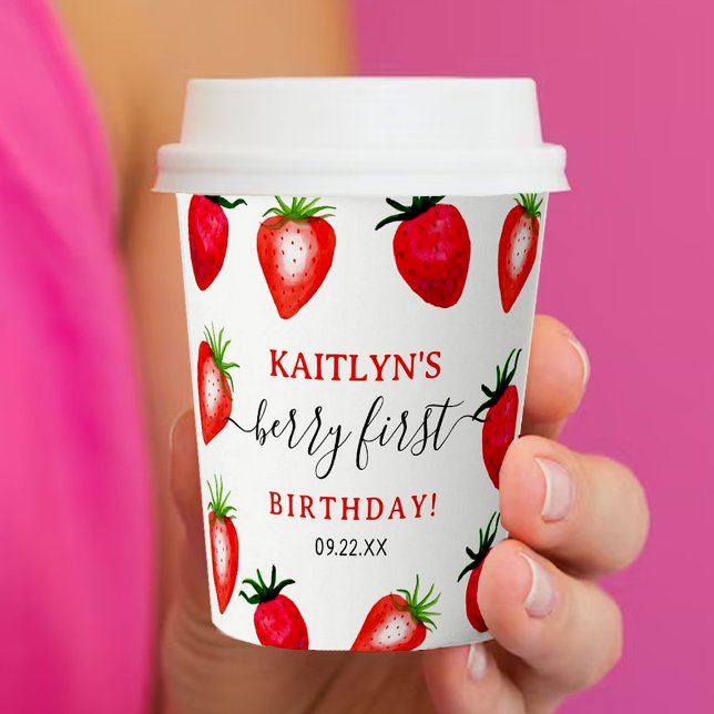 Vasos De Papel Berry de fresa dulce primer cumpleaños (Subido por el creador)