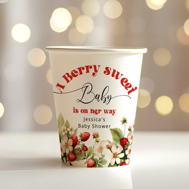 Vasos De Papel Berry dulce Strawberry baby ducha (Subido por el creador)
