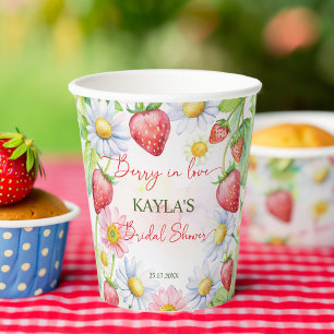 Vasos De Papel Berry en el amor fresa en la ducha de novia impres