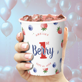 Vasos De Papel Berry First Birday Party Strawberry & Blueberry