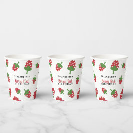 Vasos De Papel Berry First Birthday Cute Strawberry Chica Persona