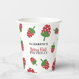 Vasos De Papel Berry First Birthday Cute Strawberry Chica Persona