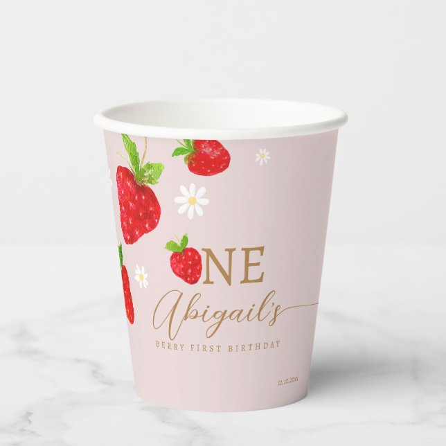 Vasos De Papel Berry First First Strawberry Birthday (Anverso)