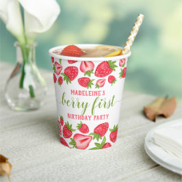Vasos De Papel Berry First Strawberry 1er cumpleaños personalizad
