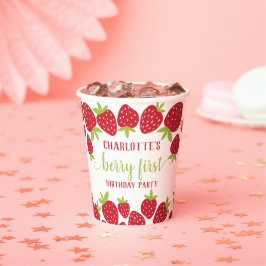 Vasos De Papel Berry First Strawberry Primer Personalizado Fiesta
