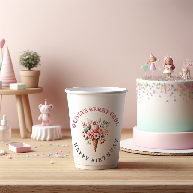 Vasos De Papel Berry Guay Happy Birthday Ice Cream Fiesta (Subido por el creador)
