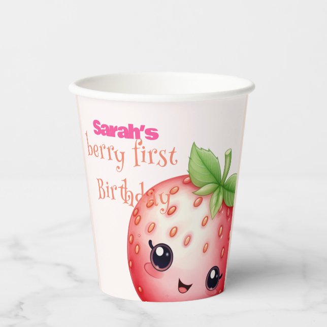 Vasos De Papel Berry, primer cumpleaños (Anverso)