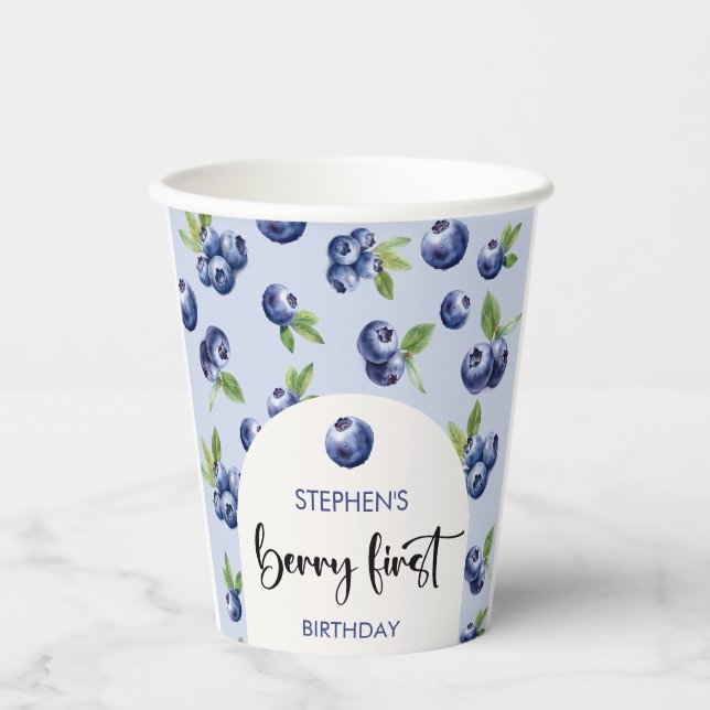 Vasos De Papel Berry, primer cumpleaños de niños con arándanos (Anverso)