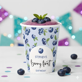Vasos De Papel Berry, primer cumpleaños de niños con arándanos