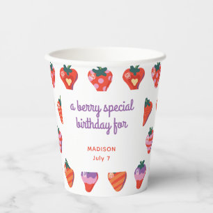 Vasos De Papel Berry Special Strawberry Birday - White