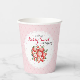 Vasos De Papel Berry Sweet 1er cumpleaños