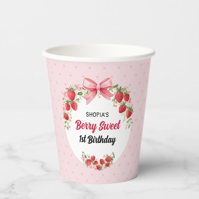Vasos De Papel Berry Sweet 1er cumpleaños (Anverso)